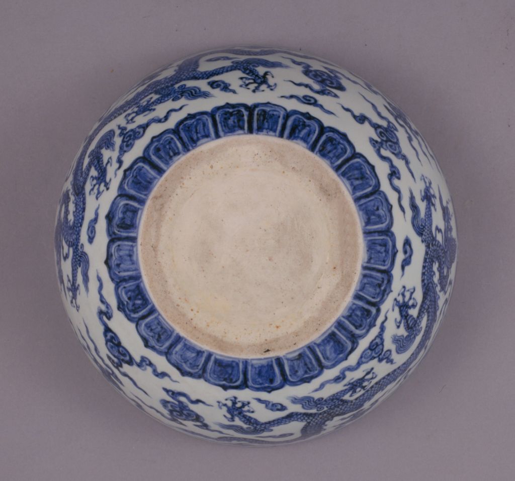 图片[3]-Blue and white sea water dragon bowl-China Archive